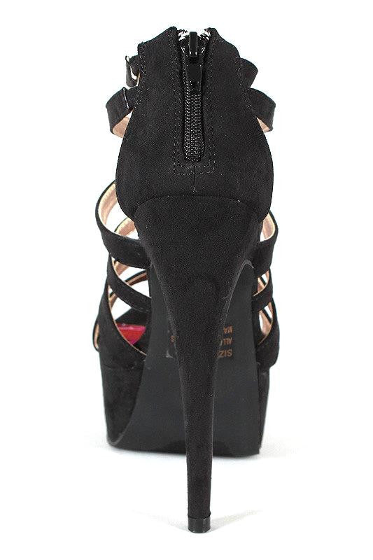 Black & Gold Sued Sandals - Charlotte Black / 7