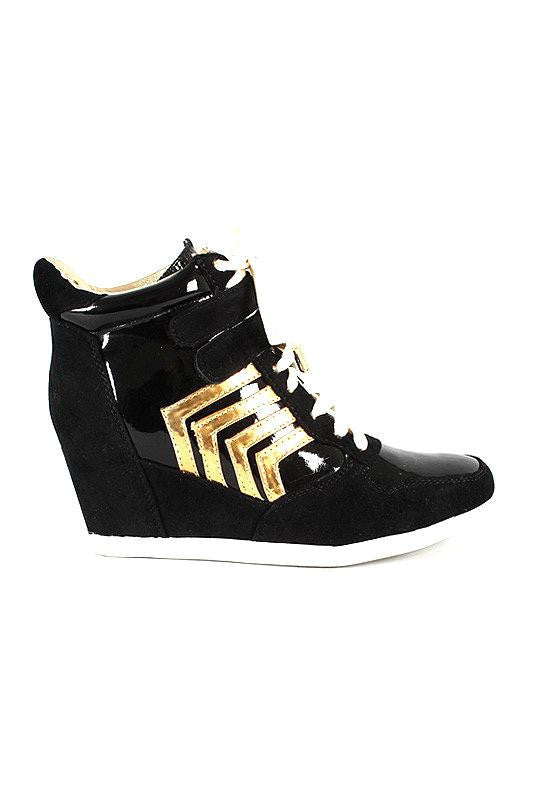 Black and gold wedge sales sneakers