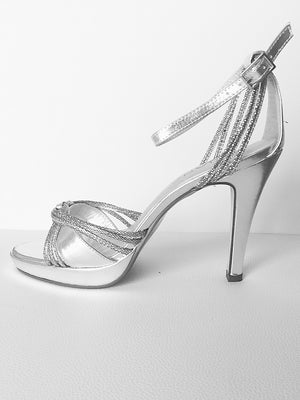 Silver high heels shoes