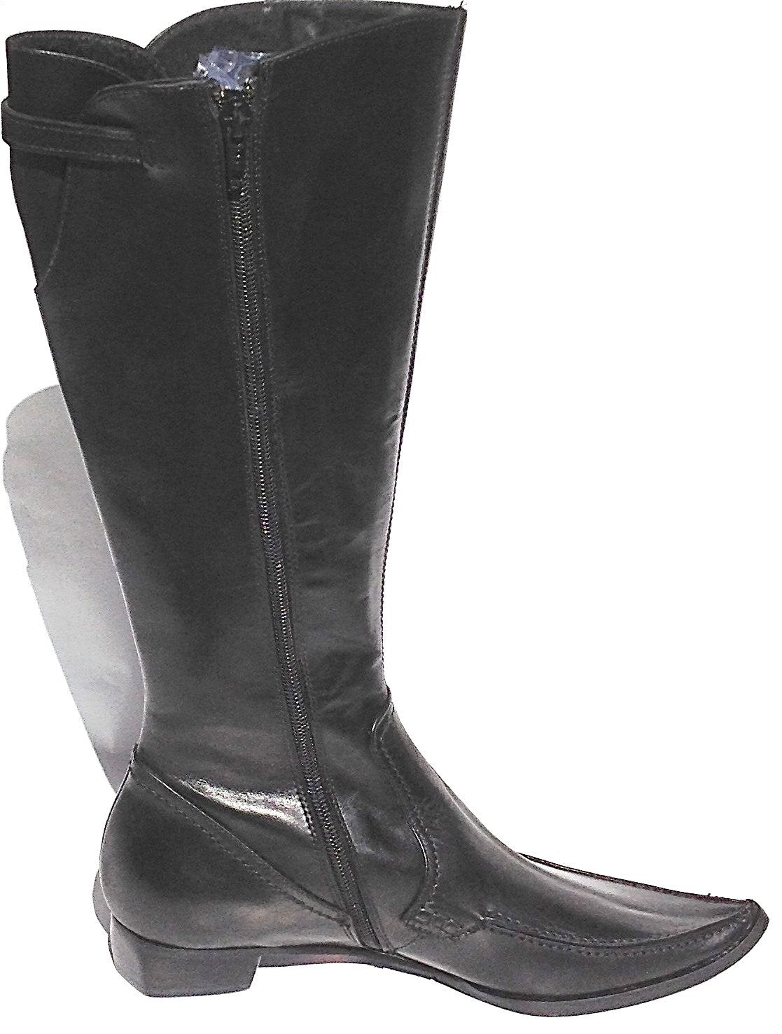 Carmen Leather Flat Boots - LABELSHOES
