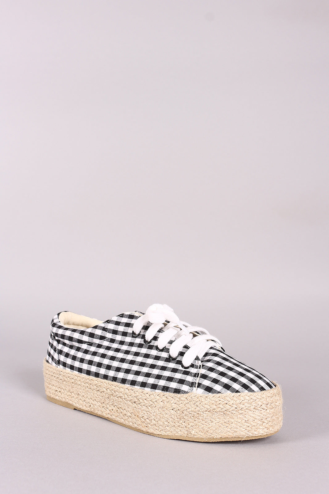 Qupid Printed Lace Up Espadrille Flatform Sneakers - LABELSHOES