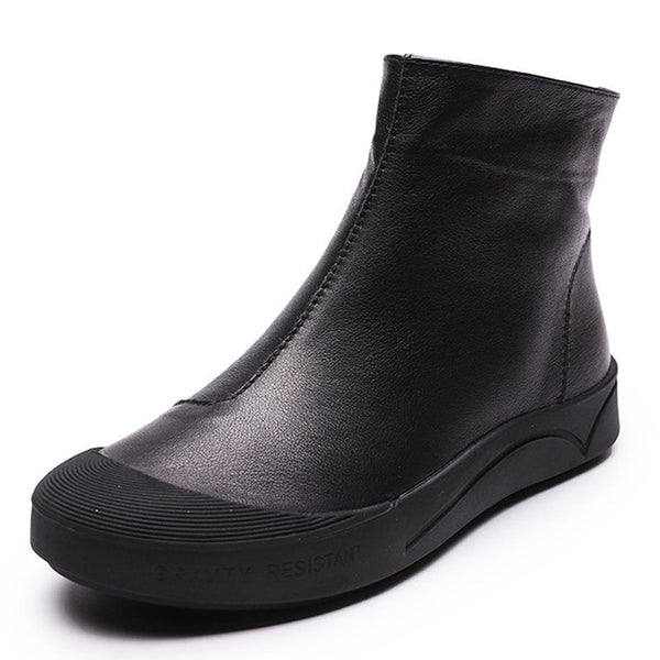 Black leather flat ankle boots – LABEL|SHOES