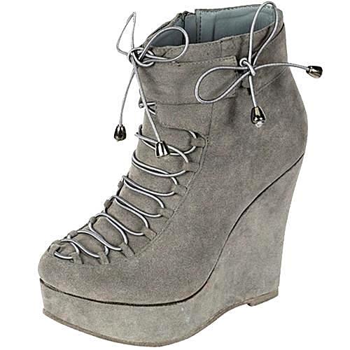 Grey platform suede ankle boots – LABEL|SHOES